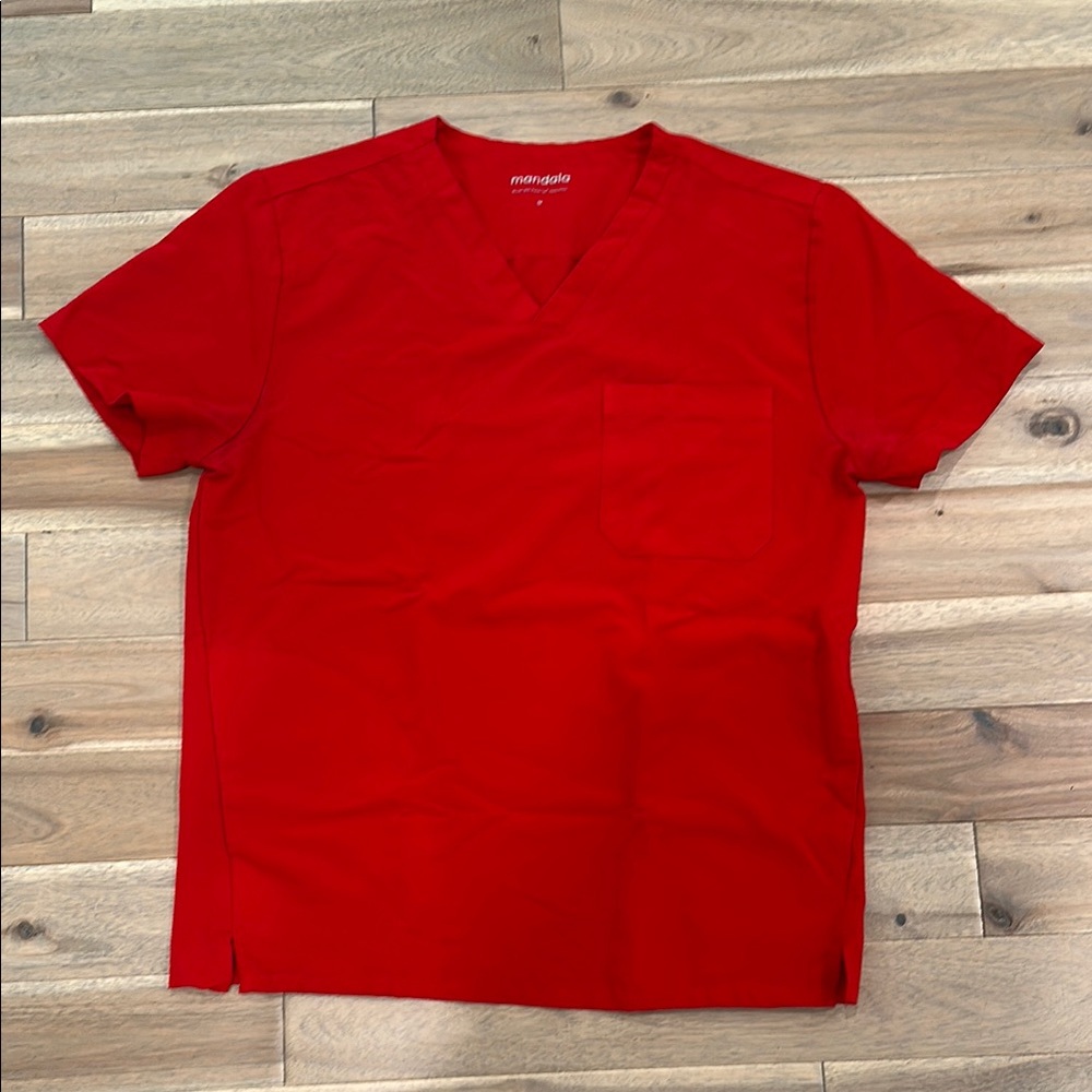 Mandala Men's Red V-Neck scrubs Shirt